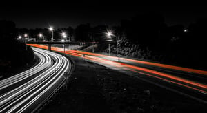 Highway at night in Charlotte, North Carolina.